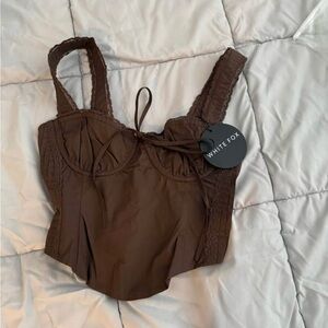 White Fox Brown Corset Top